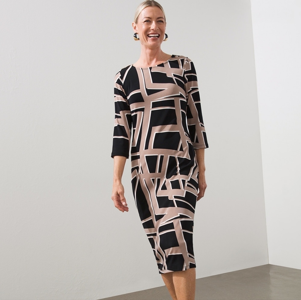 Chico's Travelers Shadow Print Classic Dress